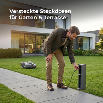 Novatool Steckdosenturm 2-fach aussen IP44 Edelstahl Anthrazit