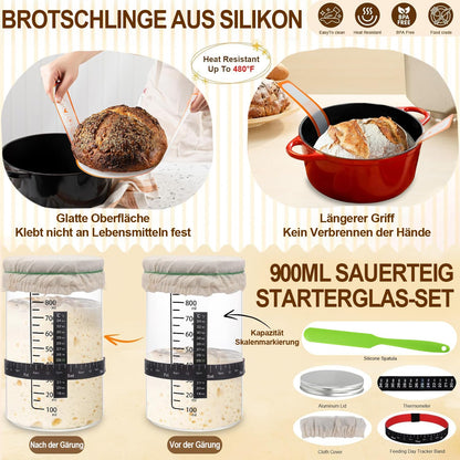RIZENCE Sauerteig Starter Set mit Gärkörbchen, Brotbackzubehör