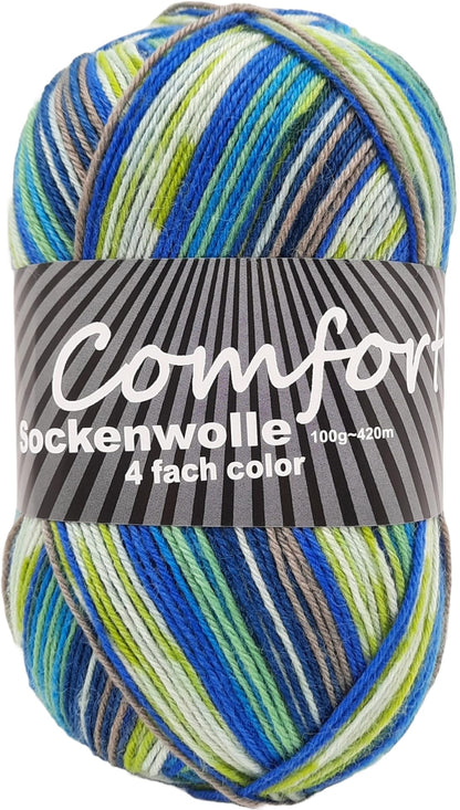 Comfort Wolle Sockenwolle Color 4-fach, 10 x 100 g bunt sortiert