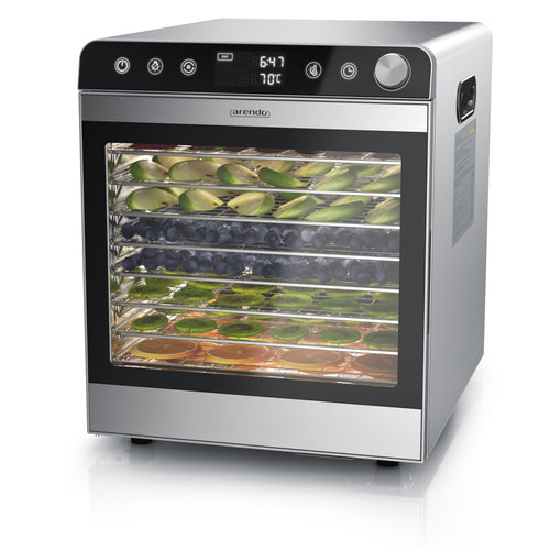 Arendo Dörrautomat Edelstahl - 10 Edelstahlgitter 8400 cm² Dörrgerät