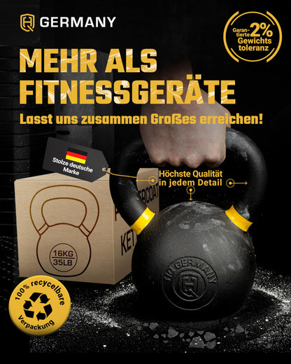HQ Germany Powdercoat Fitness Kettlebell Vollguss - 16KG