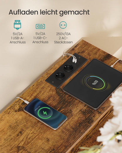 SONGMICS BELLAH Kommode mit Ladestation, LED-Beleuchtung, 7 Schubladen