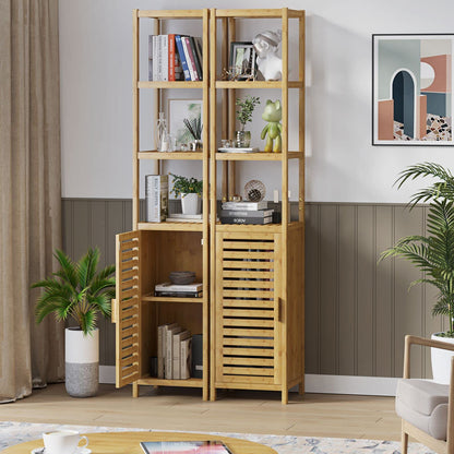 VIAGDO Badezimmer Hochschrank Bambus – 3 Fächer & Schrank