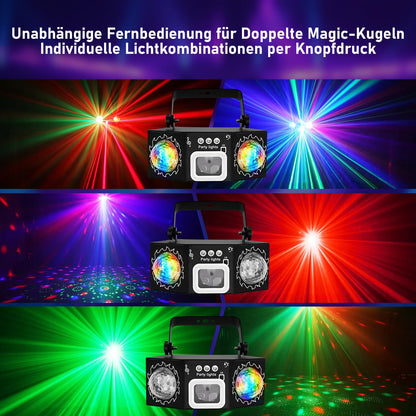 Vicalo Discolicht Partylicht mit 2 Discokugeln, RGB, soundaktiviert