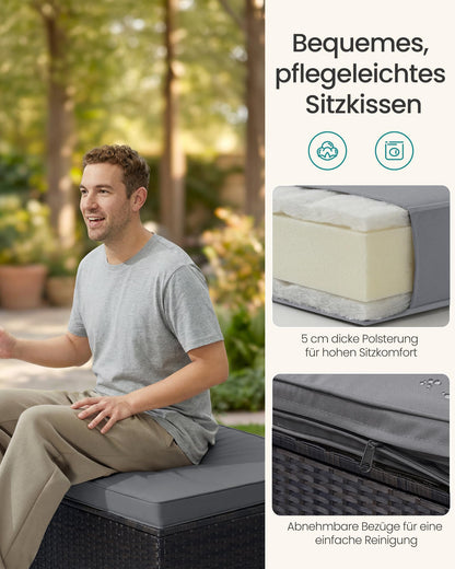 SONGMICS Gartenmöbel-Set GGF005B04, Polyrattan-Lounge, schwarz-grau