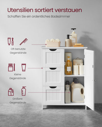 VASAGLE Badezimmerschrank schmal mit 3 Schubladen, vintagebraun