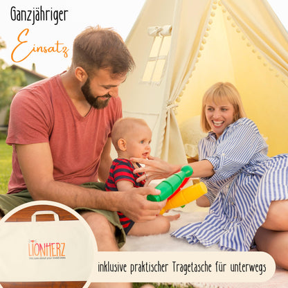 LIONHERZ® Tipi Zelt Kinder Stabil – Baumwolle Cremeweiss