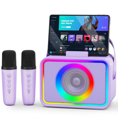 Wowstar Karaoke Maschine mit 2 Mikrofonen, Bluetooth Lautsprecher mit Lichtshow
