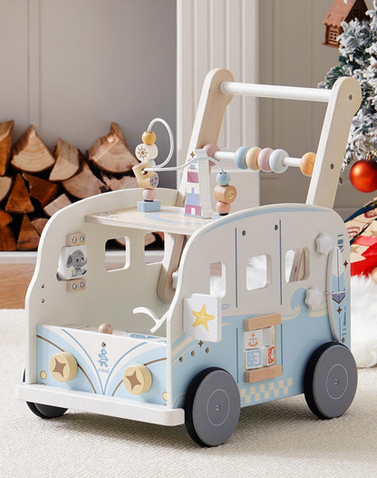 ROBUD Lauflernwagen Holz - Multifunktional mit Bauklötzen