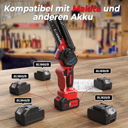 VIWKO Akku-Kettensäge 1300 W, bürstenlos, 6 & 8 Zoll Schwert