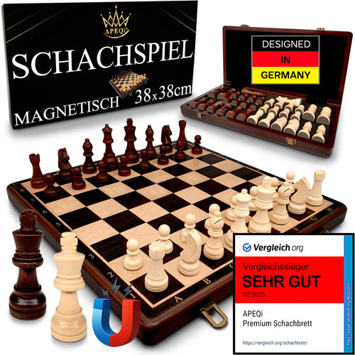 APEQi® Premium Schachspiel Holz magnetisch - 38x38cm