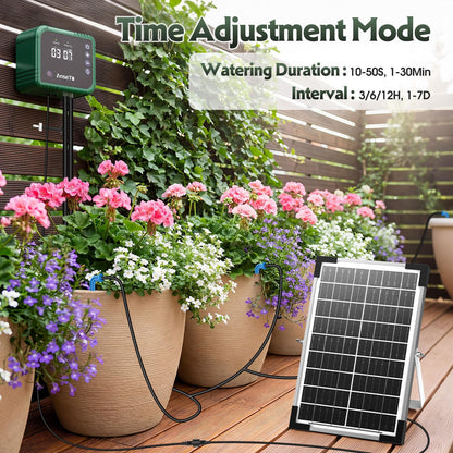 AnseTo Solar-Bewässerungssystem 8W mit 30 Tropfern, automatisch