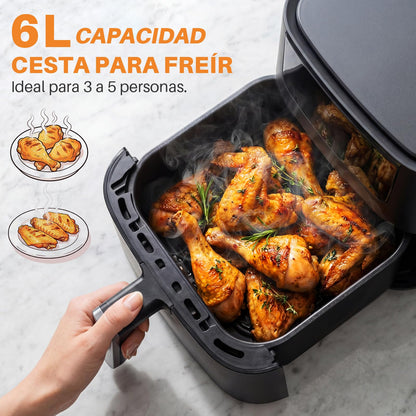 OKYUK Heissluftfritteuse RA400DV, 6 L Airfryer, 1200 W, 8 Programme