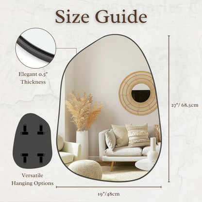 PERFNIQUE Asymmetrischer Wandspiegel - Schwarz, 69x48 cm