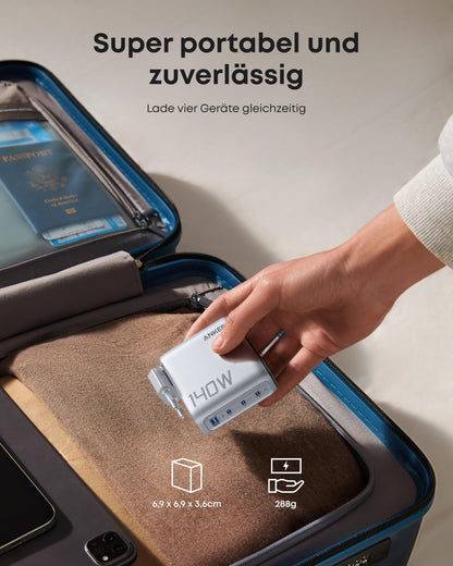 Anker 140W USB-C Ladegerät - 4-Port für Laptop & Multi-Geräte