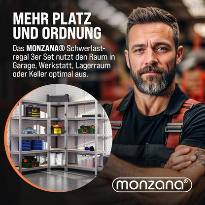 Monzana Schwerlastregal Eckregal Steckregal – 3er Set 2625 kg