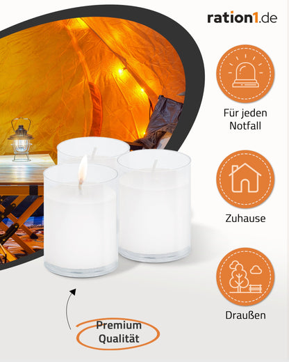 ration1 Teelichter Set 100 Stk. – 24h Brenndauer, Weiss, Duftfrei