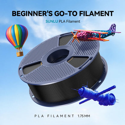 SUNLU PLA Filament 1.75 mm Schwarz, 4x 1 kg Spule für 3D Drucker
