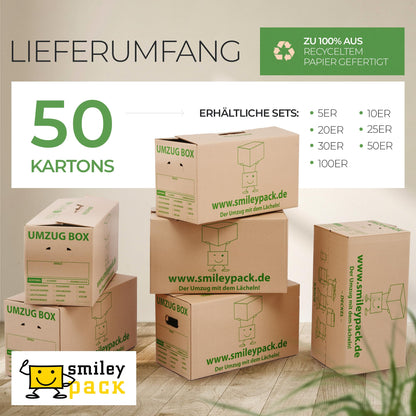 smiley pack PROFI Umzugskartons 620 x 300 x 330 mm, 50 Stück