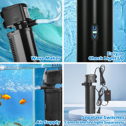 Tararium Innenfilter UV Aquarium Filter - 2300 L/h, 300-1200L