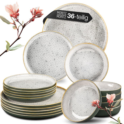 Moritz & Moritz TERRA 36-tlg Porzellan Geschirrset - Grau 12 Personen. Graues Tafelservice aus Porzellan für 12 Gedecke.