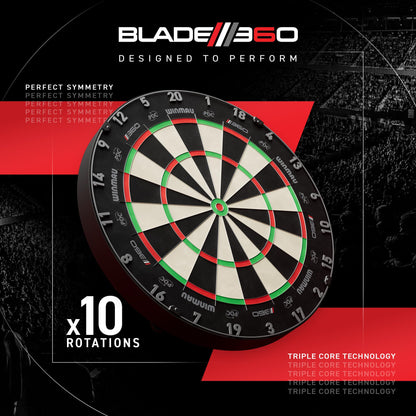 WINMAU Blade 360 Dartscheibe – Triple Core Carbon Steeldartscheibe