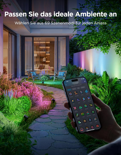 Govee Outdoor LED Strahler RGBWIC - Smart Gartenbeleuchtung 4er-Pack
