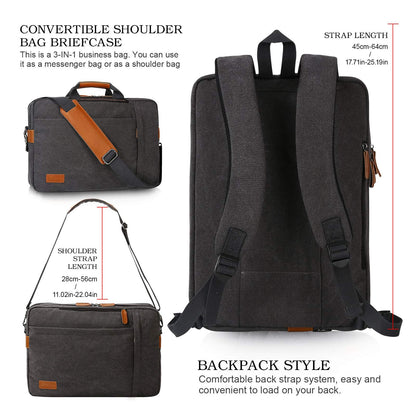 ESTARER Laptoptasche Umwandelbarer Rucksack Umhängetasche 17 Zoll