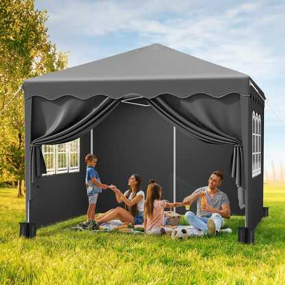 OutdoorPro Faltpavillon 3x3m – UV50+ Grau mit Seitenteilen