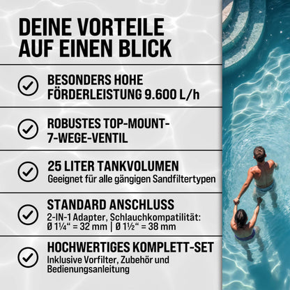 MONZANA Sandfilteranlage SF96K Poolfilter 9600 l/h selbstansaugend
