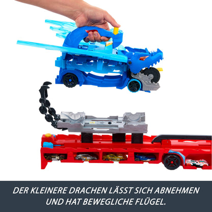 Hot Wheels City Drachentransporter 2-in-1 Spielzeugauto-Trackset JKJ79