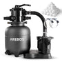Arebos Sandfilteranlage Poolfilter - 9500 L/h inkl. Filterbälle. Blauer Filtertank reinigt Poolwasser mittels Filterbällen.