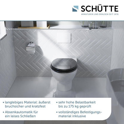Schütte WC-Sitz Black aus Holz mit Absenkautomatik, bis 175 kg