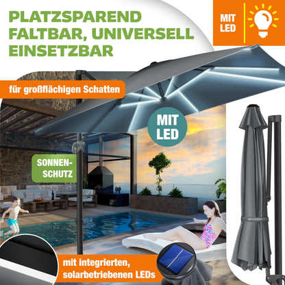 KESSER Sonnenschirm Ampelschirm SUN XL 300 x 300 cm, Anthrazit