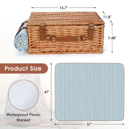 HappyPicnic Weiden-Picknickkorb Set mit Kühltasche & Besteck