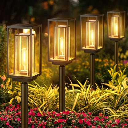 PUAIDA Solarlampen für Aussen Garten, 4er-Set Solarleuchten IP65 mit zweischichtigem ABS-Gehäuse