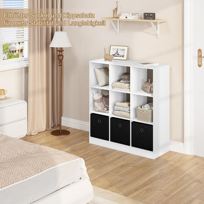 WOLTU Bücherregal SK041ws – 9 Fächer, 3 Schubladen Weiss
