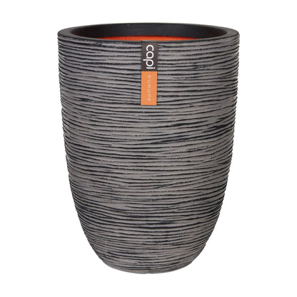 Capi Europe Elegant Rib NL niedrig Blumentopf 46x58 Anthrazit. Gerippter, anthrazitfarbener Pflanzkübel zum Kultivieren von Gewächsen.