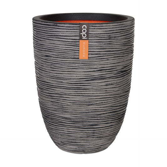 Capi Europe Elegant Rib NL niedrig Blumentopf 46x58 Anthrazit. Gerippter, anthrazitfarbener Pflanzkübel zum Kultivieren von Gewächsen.