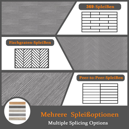LZQ PVC Bodenbelag Vinylboden selbstklebend, Eiche Grau, 10,04 m²
