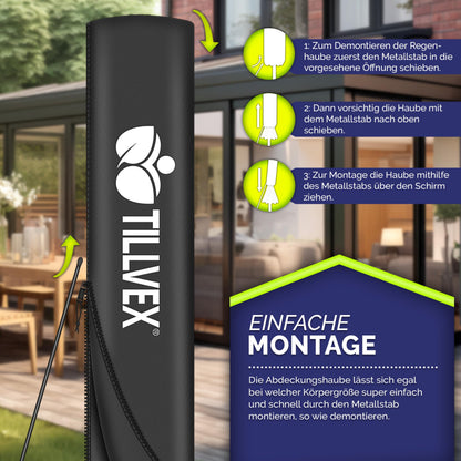 tillvex Ampelschirm Ø 350 cm Aluminium mit Kurbel & Abdeckung