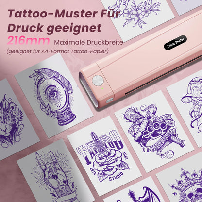 TATTMUSE A887 Tattoo-Drucker, Bluetooth Schablonendrucker, Rosa