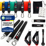 RED RAB Smart Workout Bar Fitness Stange Set – 5 Widerstandsbänder: Schwarze Stange mit Gurtösen. Dient mit ansteckbaren Bändern dem Krafttraining.