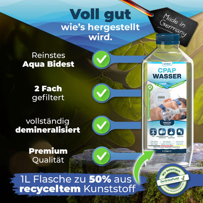 Qindoo CPAP Wasser – Reines bidest Wasser für Atemgeräte – 12 Liter