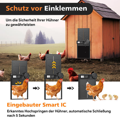 MASTERFUN Automatische Hühnerklappe, Aluminium, Timer, JSM10BK