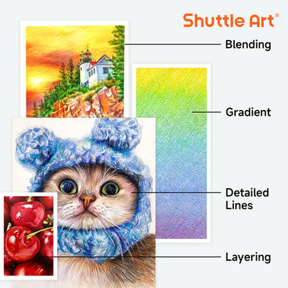 Shuttle Art Buntstifte Set 174 Farben mit Malbuch und Zubehör