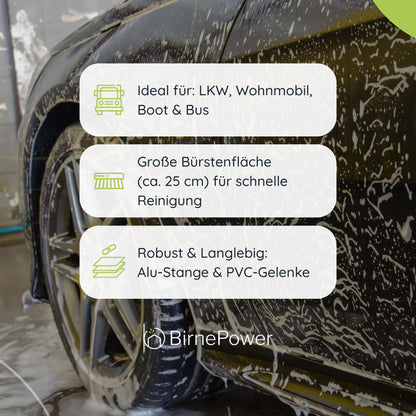 BirnePower Autowaschbürste mit Teleskopstange 180–300 cm