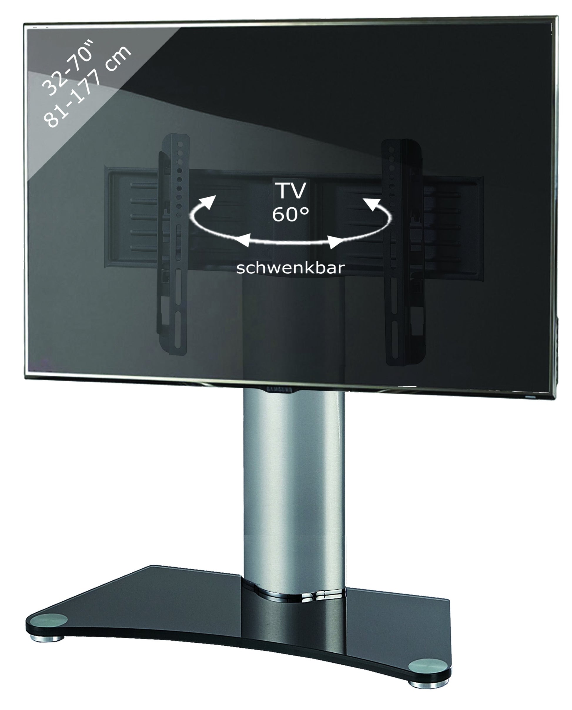 VCM WindoxaMaxi TV Erhöhung Standfuss – Schwarzglas: rechteckige schwarze Glasplattform. Erhöht Fernsehgeräte für bessere Sicht oder zusätzliche Geräteablage.