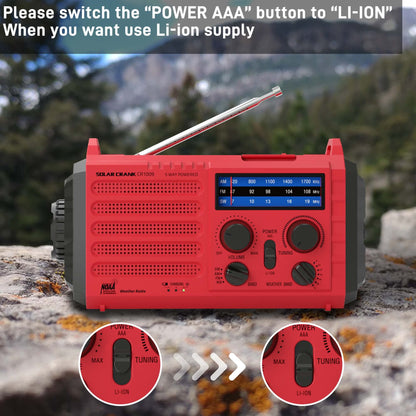 Mesqool Notfallradio AM/FM/SW Kurbelradio mit Solar, 5000 mAh Akku