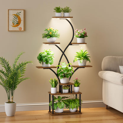 BACEKOLL Pflanzenregal mit Wachstumslicht – 8 Ebenen, 158cm, Schwarz